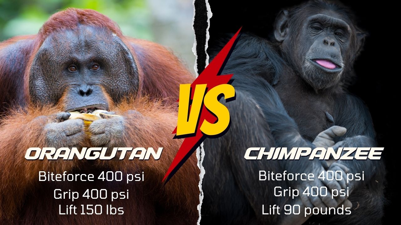 How strong is an orangutan compared to a chimpanzee